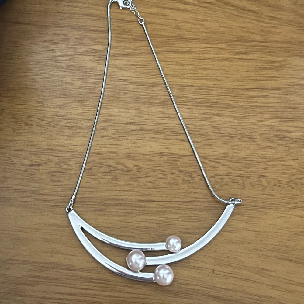 Pink Pearl Silver Necklace